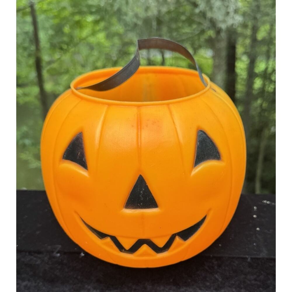 Vtg Empire Blow Mold Jack O’Lantern Candy Bucket Pumpkin Trick Or Treat Nice! -6